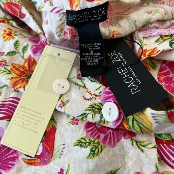 🆕 Rachel Zoe Linen Rayon Blend Ruffle Crop Top - Picture 3 of 4